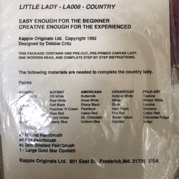 NWT Country Little Lady ready to paint and decorate arts and crafts doll - Picture 11 of 16